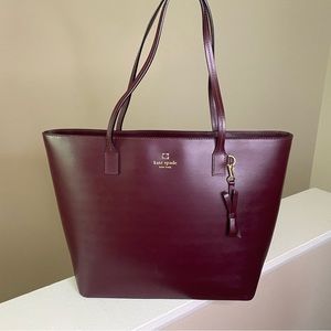 Kate Spade Cara Leather Tote Shoulder Bag - Maroon